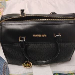Michael Kors Black Satchel with Gold Accents